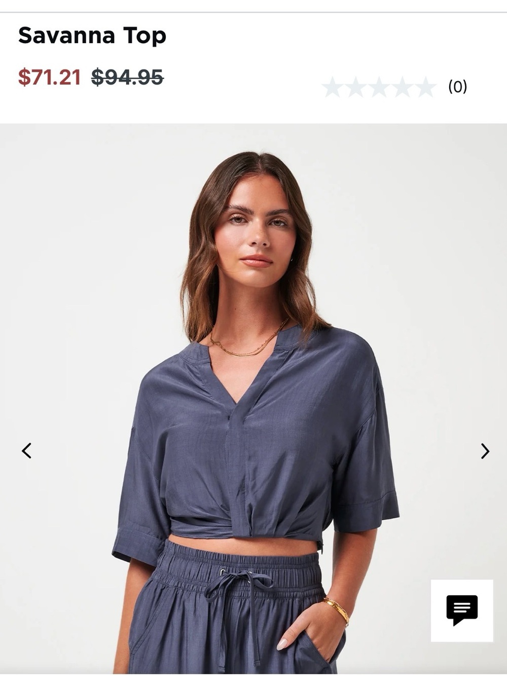 Travis Mathew Savanna V-Neck Crop Top and Wide Leg Pant Set - Slate Blue